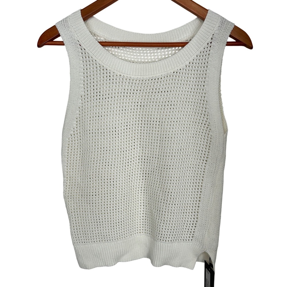 Kohl's Cream‎ Colored Sleeveless Sweater Open Weave Design Women's Small NWT